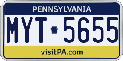 PA license plate MYT5655