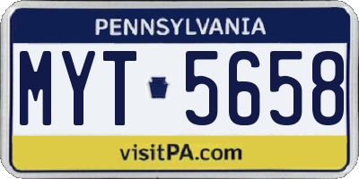 PA license plate MYT5658