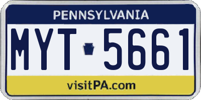 PA license plate MYT5661