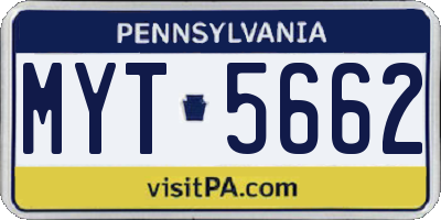 PA license plate MYT5662