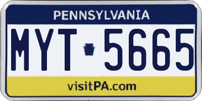 PA license plate MYT5665