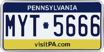 PA license plate MYT5666