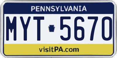PA license plate MYT5670