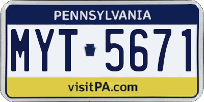 PA license plate MYT5671
