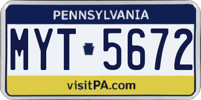 PA license plate MYT5672