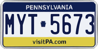 PA license plate MYT5673