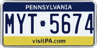 PA license plate MYT5674
