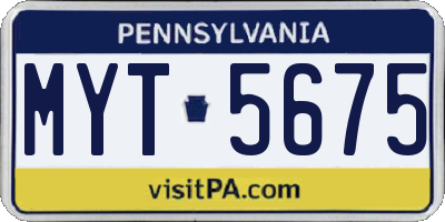 PA license plate MYT5675