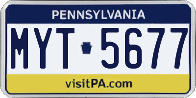 PA license plate MYT5677