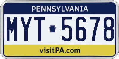 PA license plate MYT5678