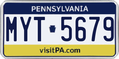 PA license plate MYT5679