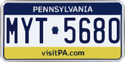 PA license plate MYT5680
