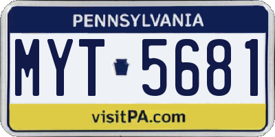 PA license plate MYT5681