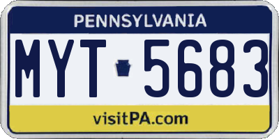PA license plate MYT5683