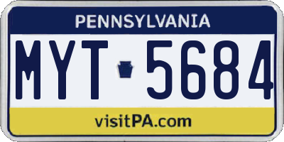 PA license plate MYT5684