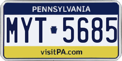 PA license plate MYT5685