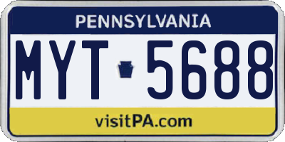 PA license plate MYT5688