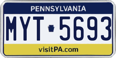 PA license plate MYT5693