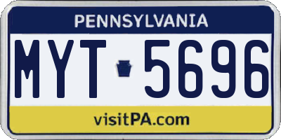 PA license plate MYT5696