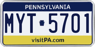 PA license plate MYT5701