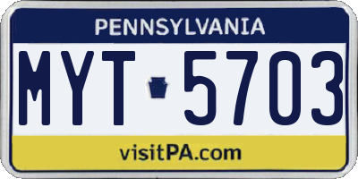 PA license plate MYT5703