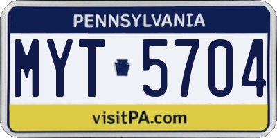 PA license plate MYT5704