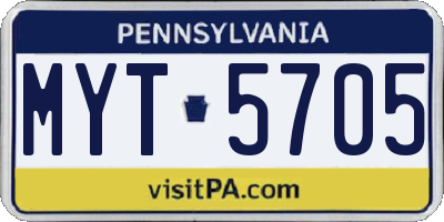 PA license plate MYT5705