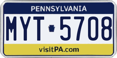 PA license plate MYT5708
