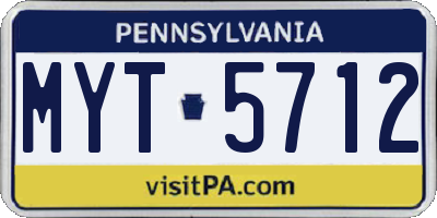 PA license plate MYT5712