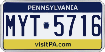 PA license plate MYT5716