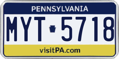 PA license plate MYT5718