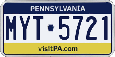 PA license plate MYT5721