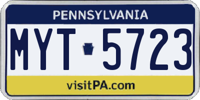 PA license plate MYT5723