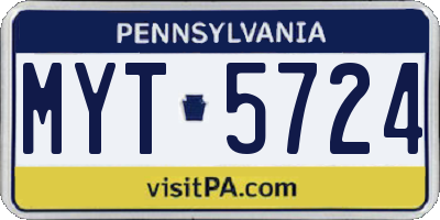 PA license plate MYT5724