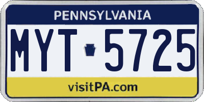 PA license plate MYT5725