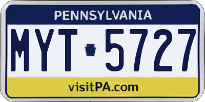 PA license plate MYT5727