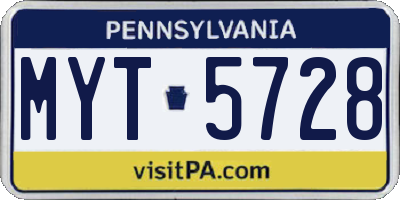 PA license plate MYT5728