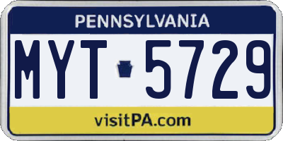 PA license plate MYT5729