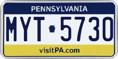 PA license plate MYT5730