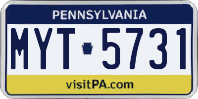 PA license plate MYT5731