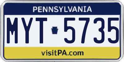 PA license plate MYT5735