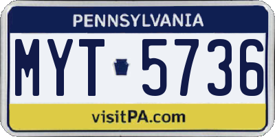 PA license plate MYT5736