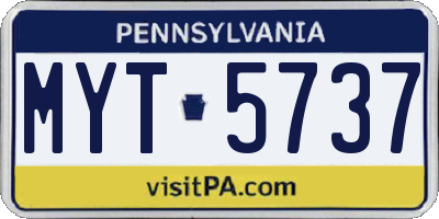 PA license plate MYT5737