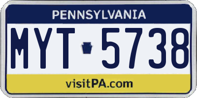 PA license plate MYT5738