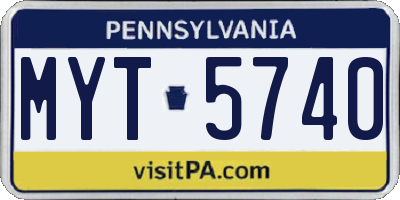 PA license plate MYT5740