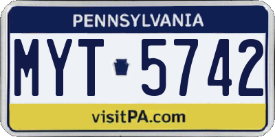 PA license plate MYT5742