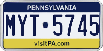 PA license plate MYT5745