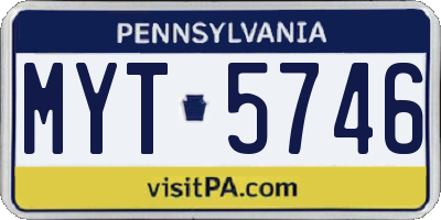 PA license plate MYT5746