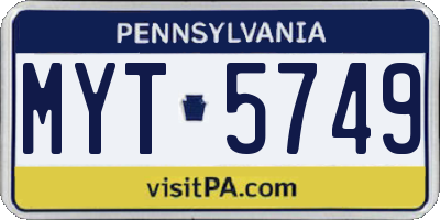 PA license plate MYT5749