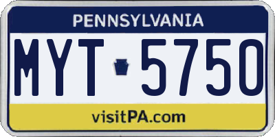 PA license plate MYT5750
